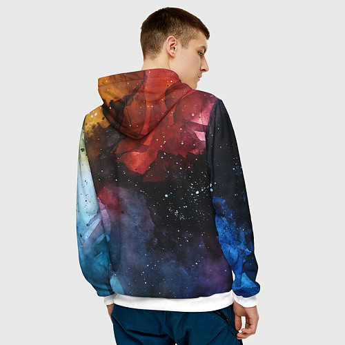 Мужская толстовка Акварельная цветная абстракция / 3D-Белый – фото 4