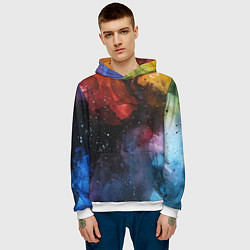 Толстовка-худи мужская Акварельная цветная абстракция, цвет: 3D-белый — фото 2