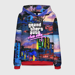 Толстовка-худи мужская GTA vice city коллаж, цвет: 3D-красный