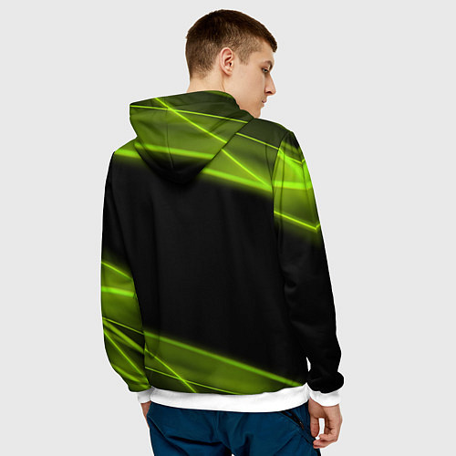 Мужская толстовка Цветущий череп в горнолыжных очках / 3D-Белый – фото 4