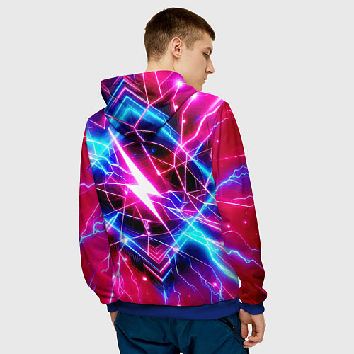 Мужская толстовка Lightning - neon fantasy / 3D-Синий – фото 4