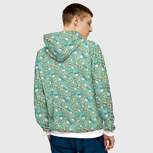 Мужская толстовка Звук двигателя поп арт / 3D-Белый – фото 4