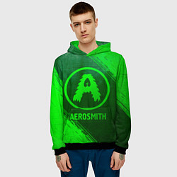 Толстовка-худи мужская Aerosmith - green gradient, цвет: 3D-черный — фото 2