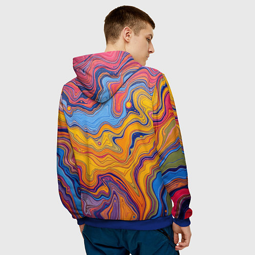 Мужская толстовка Поток разноцветной краски / 3D-Синий – фото 4