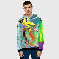 Толстовка-худи мужская Текстура глитч краски, цвет: 3D-черный — фото 2