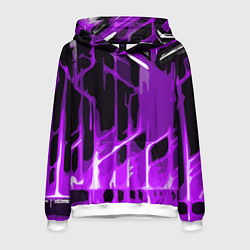 Толстовка-худи мужская Abstract purple stripes on a black background, цвет: 3D-белый