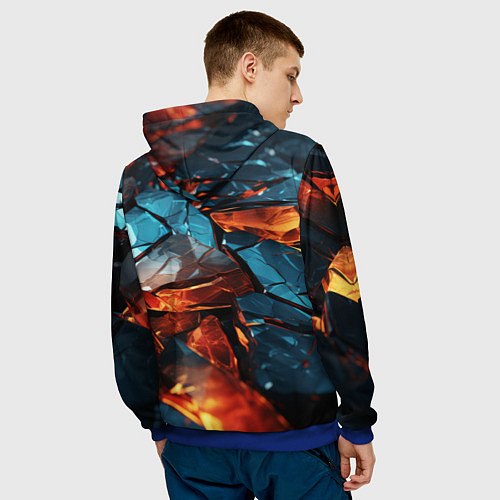 Мужская толстовка Разломленные камни с янтарным свечением / 3D-Синий – фото 4