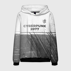 Мужская толстовка Cyberpunk 2077 - white gradient посередине