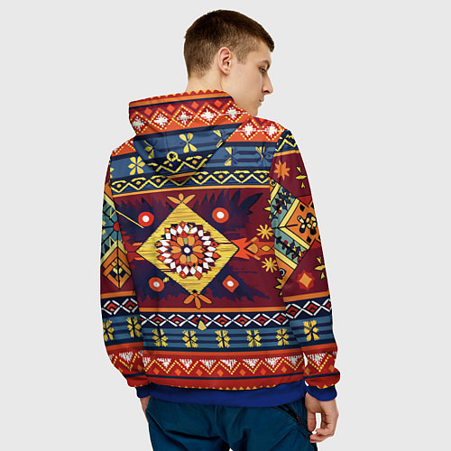 Мужская толстовка Стиль советского ковра узоры и орнамент / 3D-Синий – фото 4