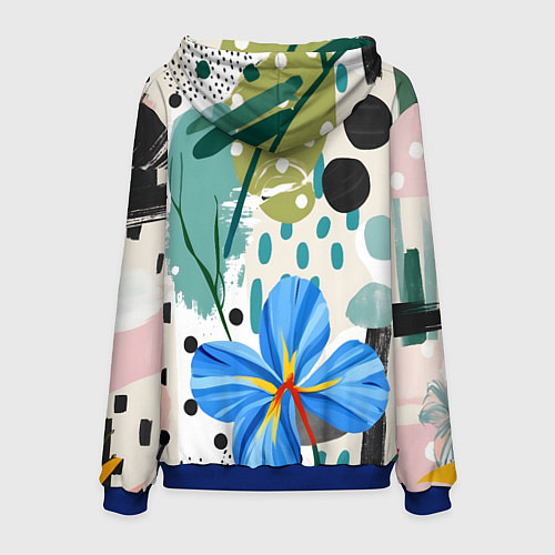 Мужская толстовка Цветы горошек абстракция / 3D-Синий – фото 2