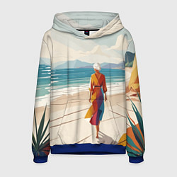 Мужская толстовка Летний пейзаж с женщиной на пляже