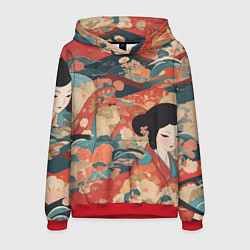 Мужская толстовка Японский орнамент с девушкой