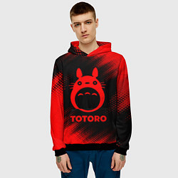 Толстовка-худи мужская Totoro - red gradient, цвет: 3D-черный — фото 2