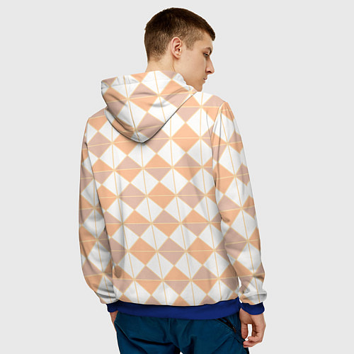 Мужская толстовка Персиковые ромбы / 3D-Синий – фото 4