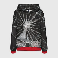 Мужская толстовка Треснутое стекло черная текстура