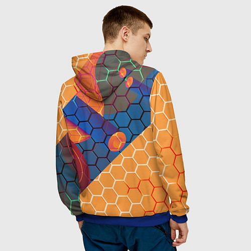 Мужская толстовка Half life hexagon steel / 3D-Синий – фото 4