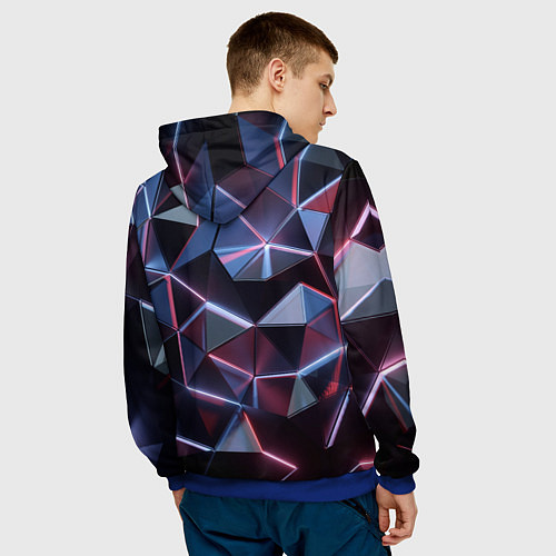 Мужская толстовка Неоновые геометрические плиты / 3D-Синий – фото 4