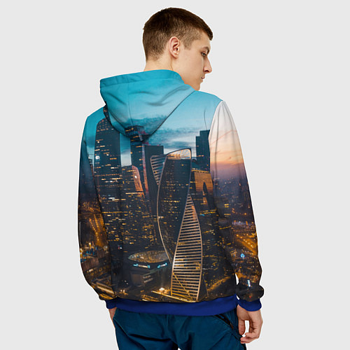 Мужская толстовка Москва сити деловой центр / 3D-Синий – фото 4