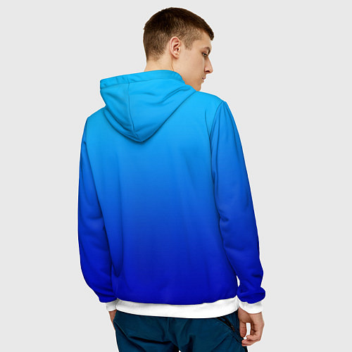 Мужская толстовка Голубой градиент / 3D-Белый – фото 4