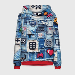 Мужская толстовка Геймерские знаки на пэчворк