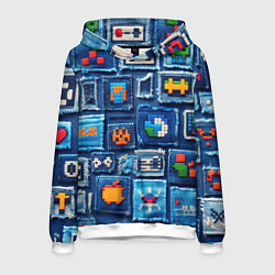Мужская толстовка Пиксельные символы на пэчворк