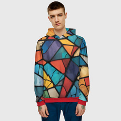 Толстовка-худи мужская Цветное стекло витраж, цвет: 3D-красный — фото 2