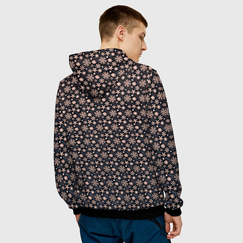 Мужская толстовка Паттерн снежинки волшебный медный / 3D-Черный – фото 4