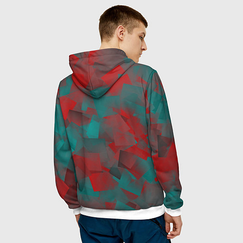 Мужская толстовка Зелено-красный калейдоскоп / 3D-Белый – фото 4