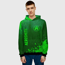 Толстовка-худи мужская Aerosmith - green gradient вертикально, цвет: 3D-черный — фото 2
