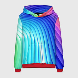 Толстовка-худи мужская Полосы неоновый градиент, цвет: 3D-красный