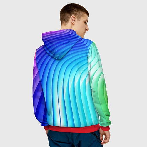 Мужская толстовка Полосы неоновый градиент / 3D-Красный – фото 4