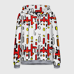 Мужская толстовка Красно-жёлтые линии и точки на белом фоне