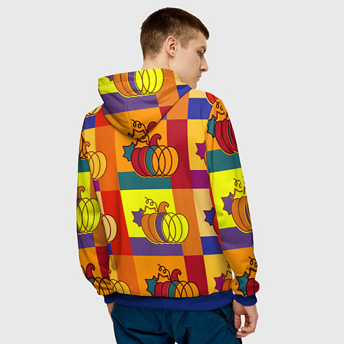 Мужская толстовка Тыква разноцветная / 3D-Синий – фото 4