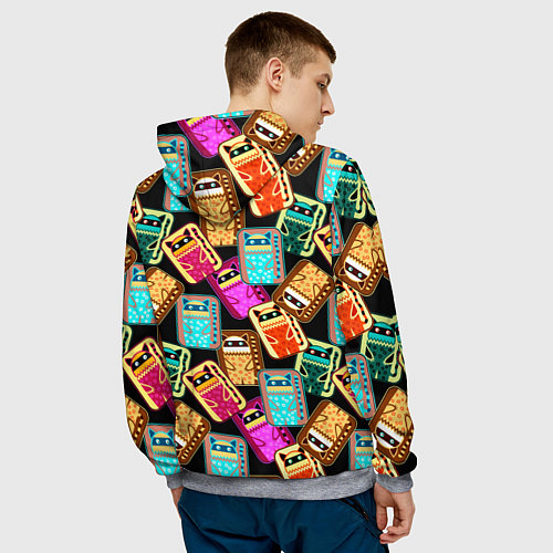 Мужская толстовка Разноцветные котики паттерн / 3D-Меланж – фото 4