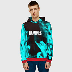 Толстовка-худи мужская Ramones fire rose, цвет: 3D-красный — фото 2