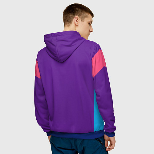 Мужская толстовка Стиль 90-х геометрия спортивная / 3D-Синий – фото 4