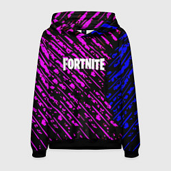 Толстовка-худи мужская Фортнайт полосы неоновые, цвет: 3D-черный