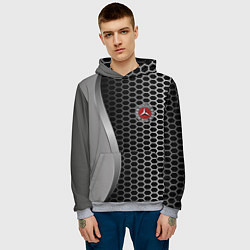 Толстовка-худи мужская Mercedes металическая сетка, цвет: 3D-меланж — фото 2