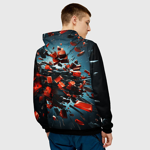 Мужская толстовка Геометрический взрыв пластин / 3D-Черный – фото 4