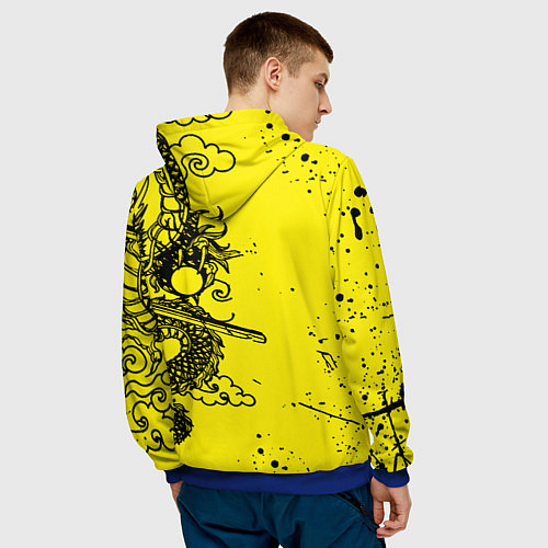 Мужская толстовка Syberpunk dragon tatoo / 3D-Синий – фото 4