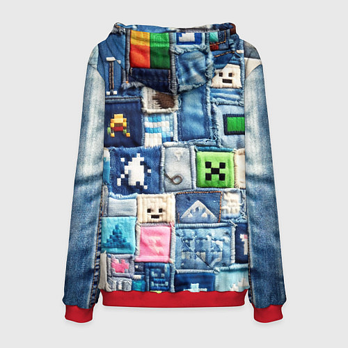 Мужская толстовка Minecraft на пэчворк джинсах / 3D-Красный – фото 2