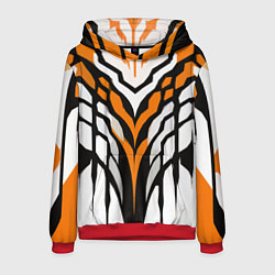 Мужская толстовка Агрессивные чёрно-оранжевые полосы на белом фоне