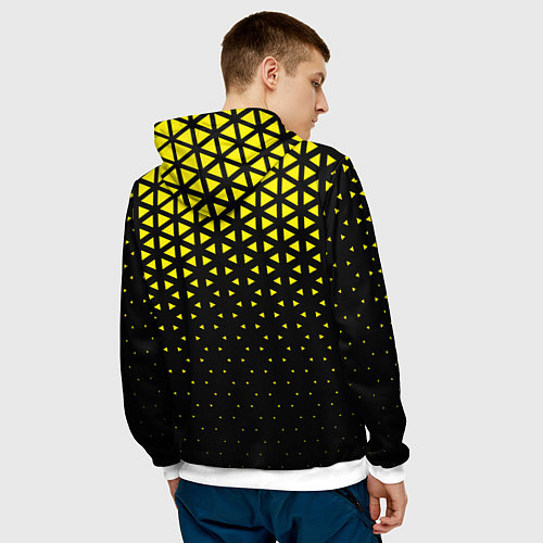 Мужская толстовка Геометрический градиент - чёрно-жёлтый / 3D-Белый – фото 4