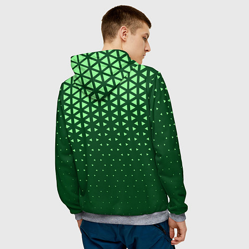 Мужская толстовка Геометрический градиент - зелёно-салатовый / 3D-Меланж – фото 4