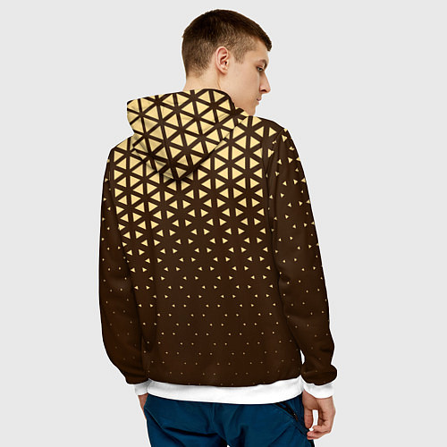 Мужская толстовка Геометрический градиент - шоколад-латте / 3D-Белый – фото 4
