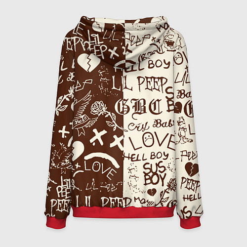 Мужская толстовка Lil peep retro pattern / 3D-Красный – фото 2