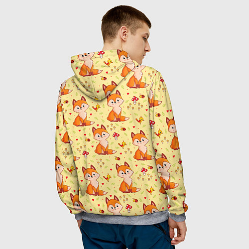 Мужская толстовка Рыжие лисички цветной паттерн / 3D-Меланж – фото 4