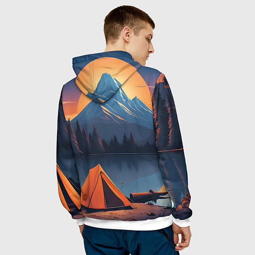 Мужская толстовка Палатка на берегу озера / 3D-Белый – фото 4