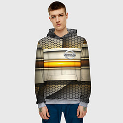 Толстовка-худи мужская Nissan sport avto metal, цвет: 3D-меланж — фото 2