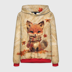 Мужская толстовка Осенний лисёнок в шарфе